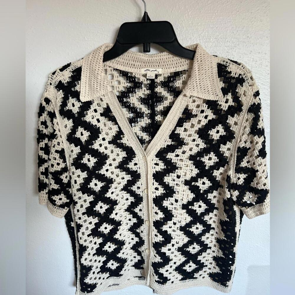 ULTRA PINK Black 7 Cream Knit Sweater LARGE